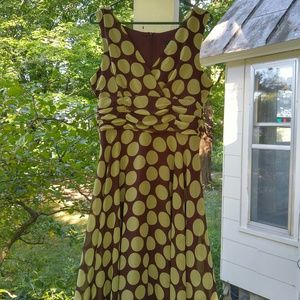Green and brown polka dot dress