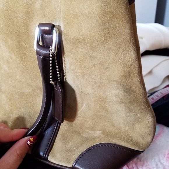 COACH Tan Suede and Leather Tote/Satchel Handbag - Picture 8 of 8