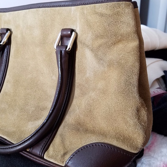 COACH Tan Suede and Leather Tote/Satchel Handbag - Picture 7 of 8