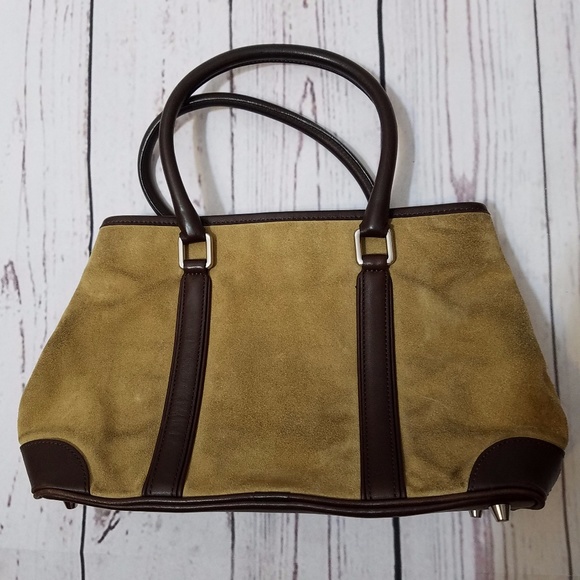 COACH Tan Suede and Leather Tote/Satchel Handbag - Picture 3 of 8