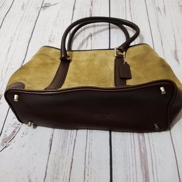 COACH Tan Suede and Leather Tote/Satchel Handbag - Picture 2 of 8