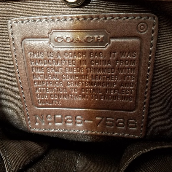 COACH Tan Suede and Leather Tote/Satchel Handbag - Picture 6 of 8