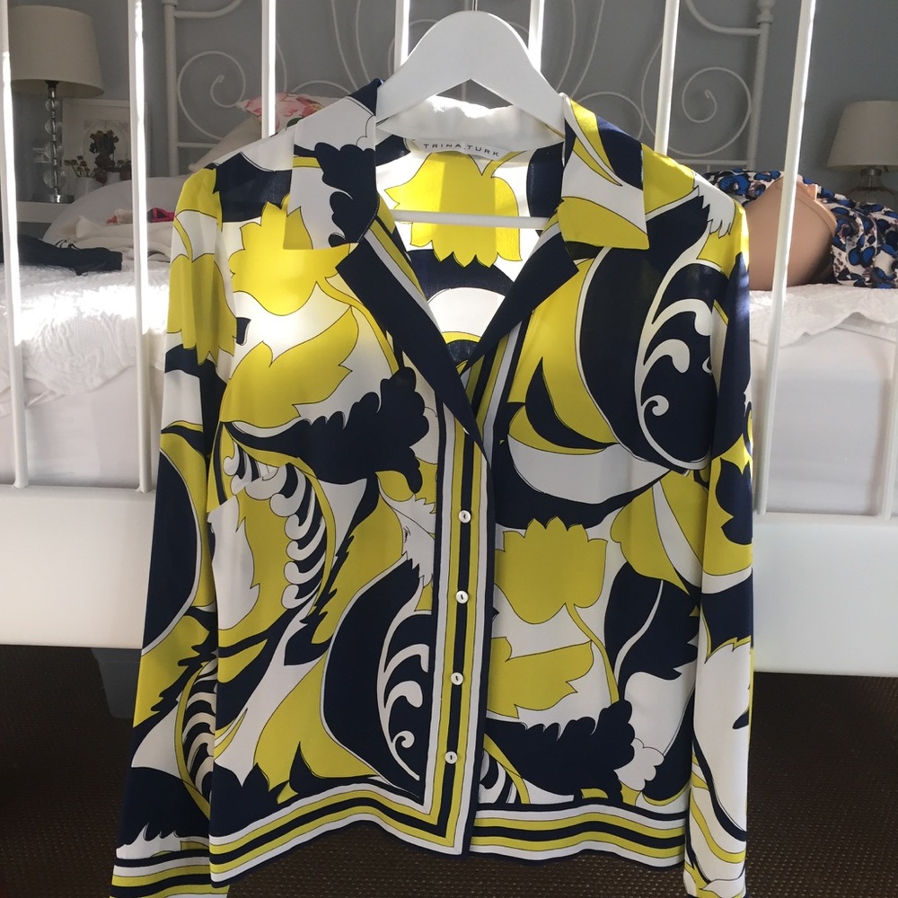 Trina Turk Silk Button-Up Blouse