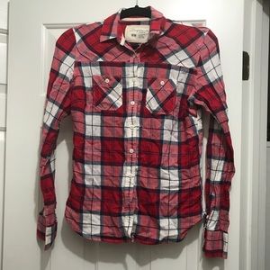 Aeropostale Plaid Red Rustic Button Up Shirt
