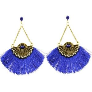 Blue Fringe Earring