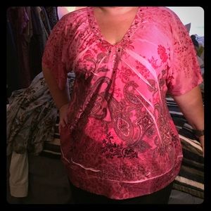 NWOT Fancy Tee Pink w/ pattern Lane Bryant 26/28W