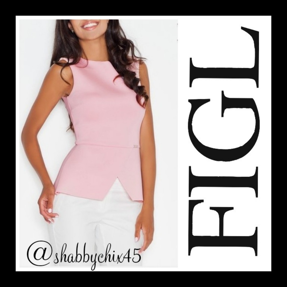 Rose Scuba-Knit Peplum Sleeveless Top