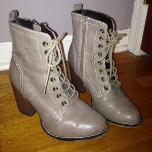 Mauve Booties with Chunky Heel