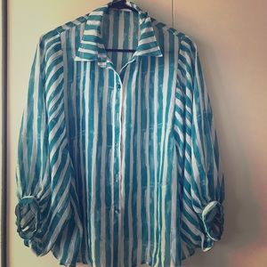 Teal Strips Blouse💙