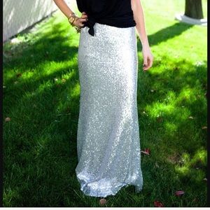 Ruby Bloom Maxi Silver Sequin Skirt