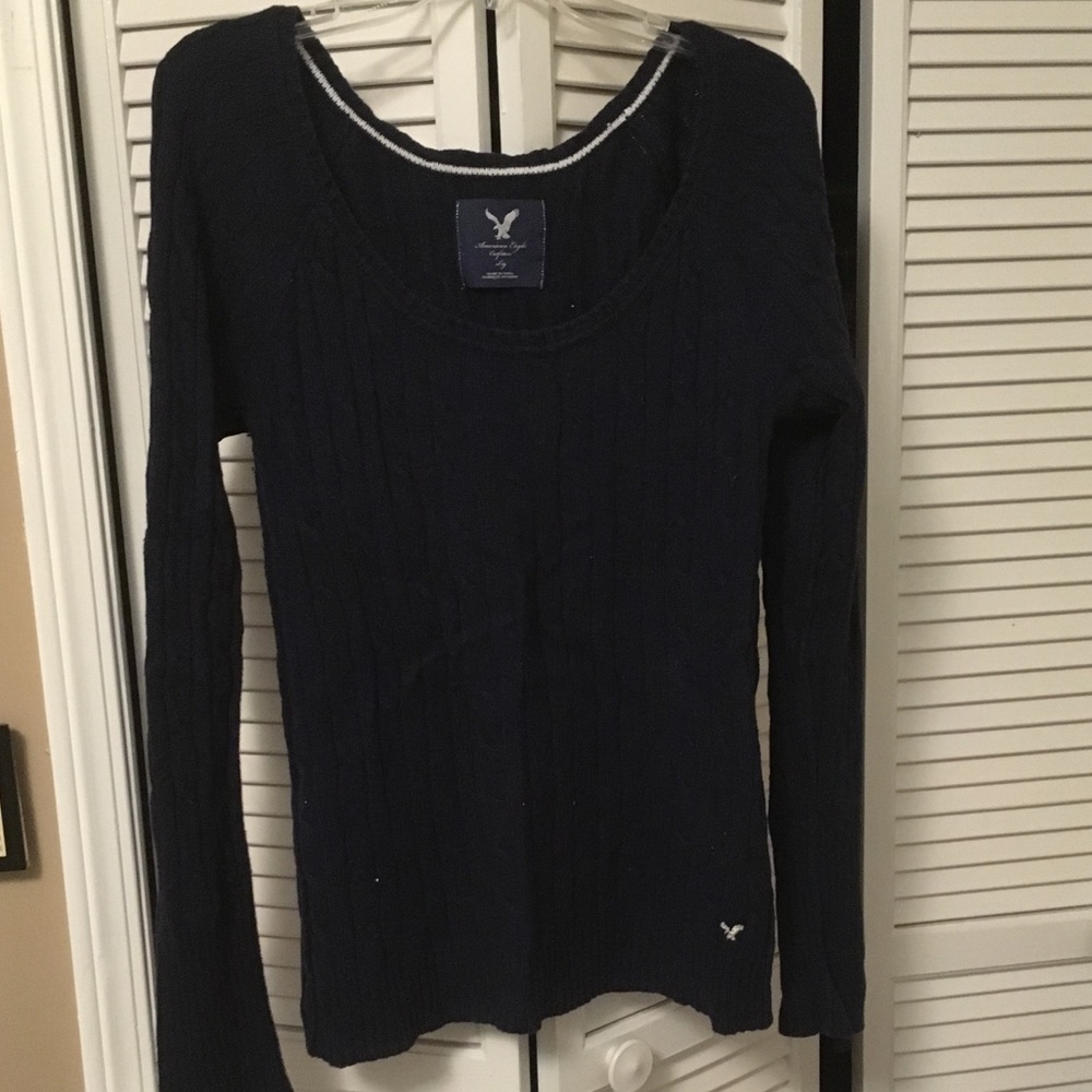 Wool blend scoop neck sweater