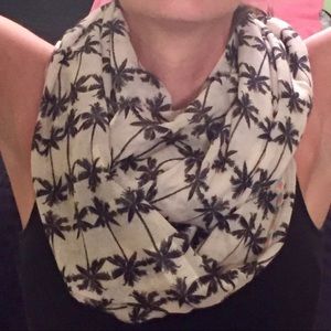 Palm Tree Infinity Scarf with Multi-Colored Trim