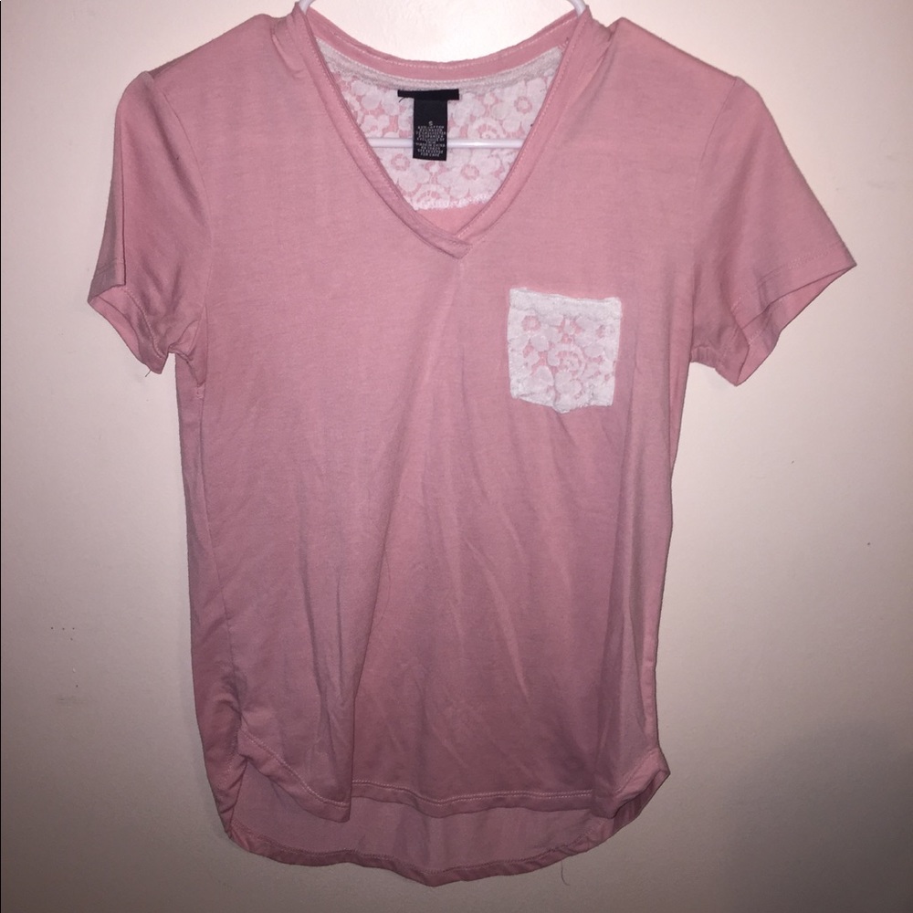 Rue21 pink crochet tshirt-small