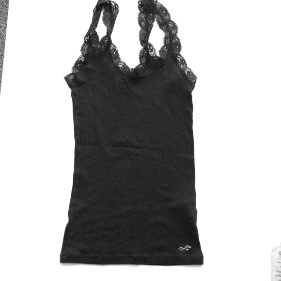 Hollister Tops - Hollister Black Shell With Lace Trim. Size Large Hollister Tops - Hollister Black Shell With Lace Trim. Size Large