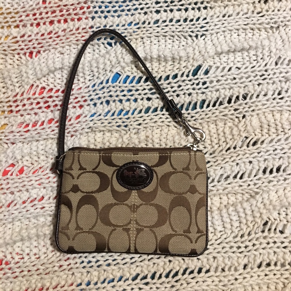 Coach mini wristlet zippered pouch