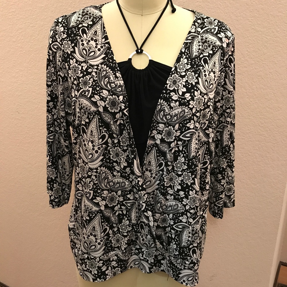 Black and white blouse