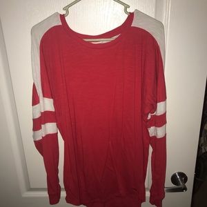 VS PINK red and white long sleeved shirt
