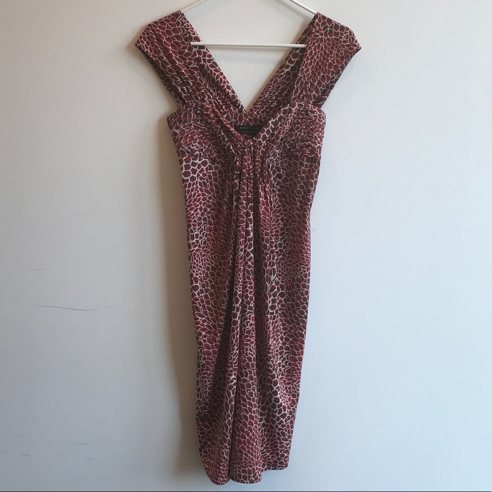 BCBG Coral and Brown Mini Pleated Dress XSmall