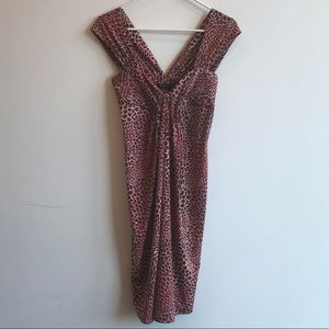 BCBG Coral and Brown Mini Pleated Dress XSmall