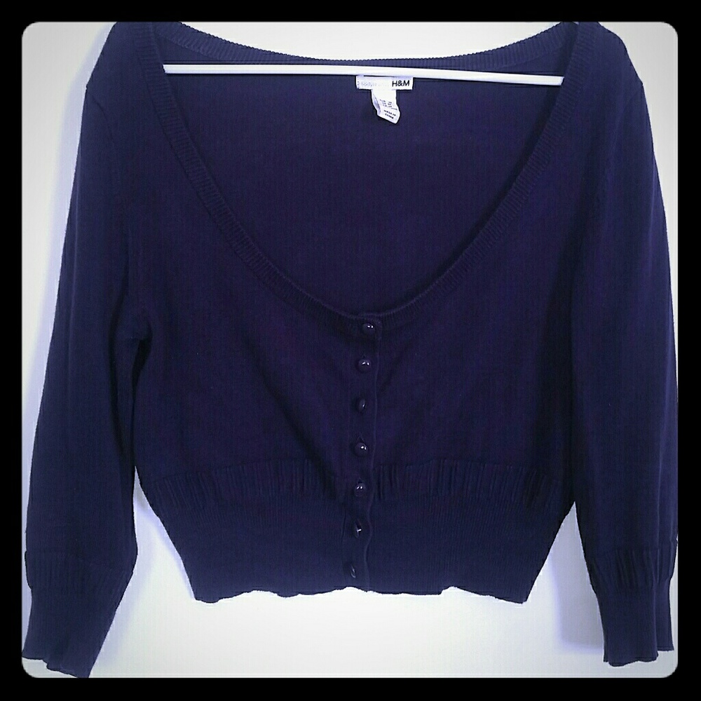 H&M Deep purple crop cardigan