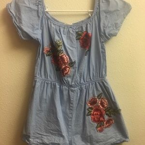 Floral patched romper