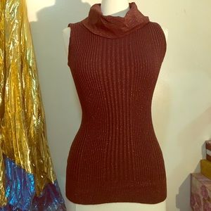 Brown sparkly turtleneck top