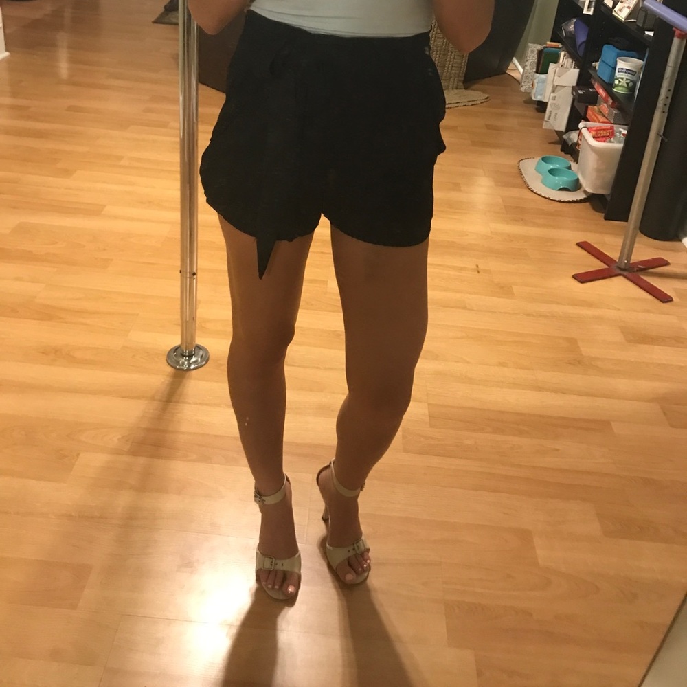 Black high waisted dress shorts