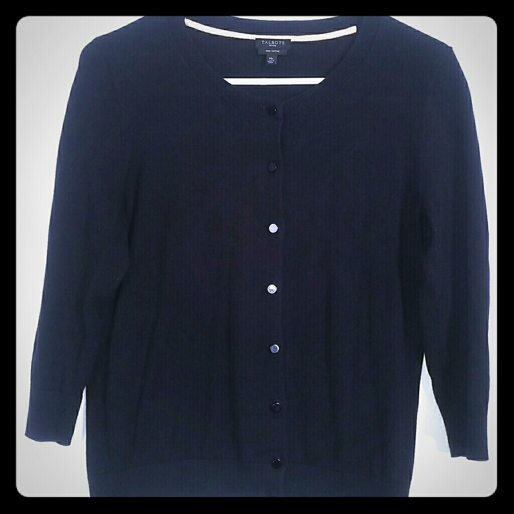 Talbot's black 3/4 sleeve pima cotton cardigan