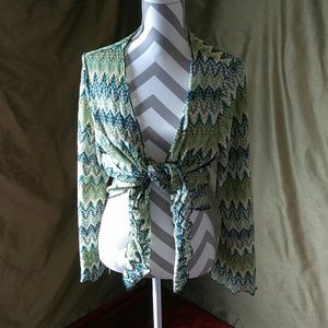 😺 Green/Blue/White Cropped Cardigan