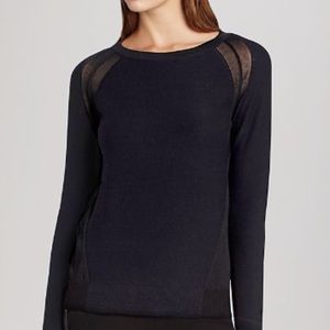 BCBG MaxAzria black Audri sheer trim sweater