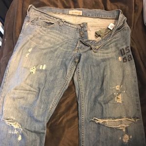 jeans, Old Navy, boot cut Distressed look.