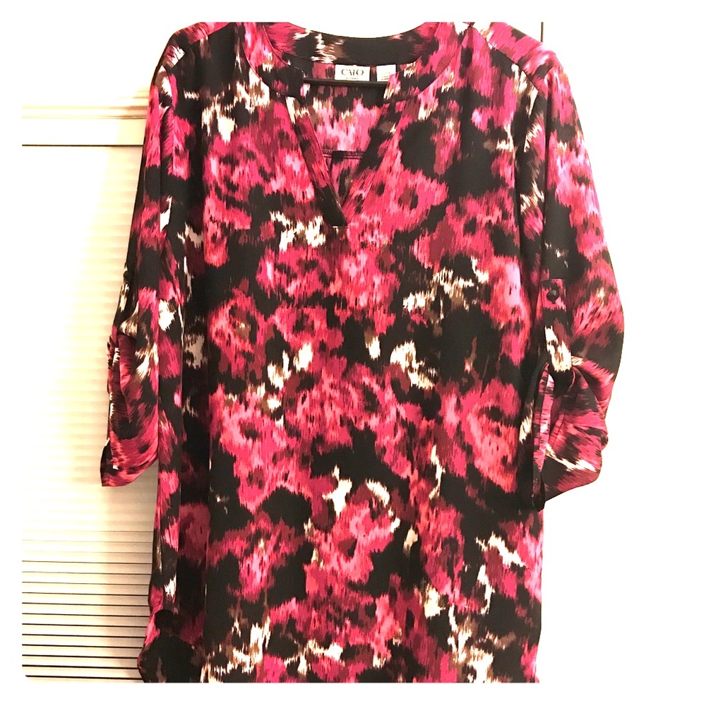 ‼️PRICE DROP‼️14/16W Pink, black & white tunic