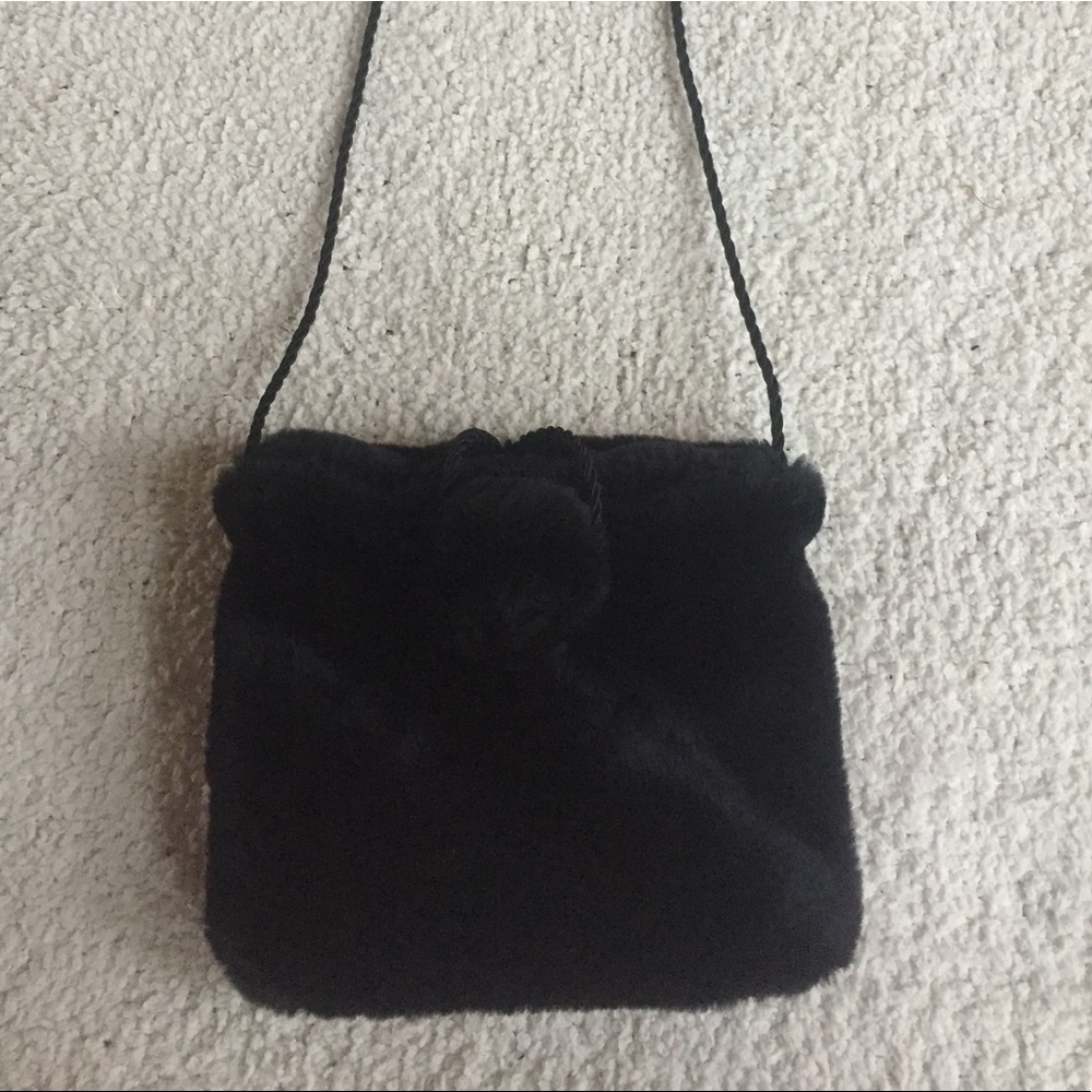 *SOLD* Adorable Black Faux Fur Purse