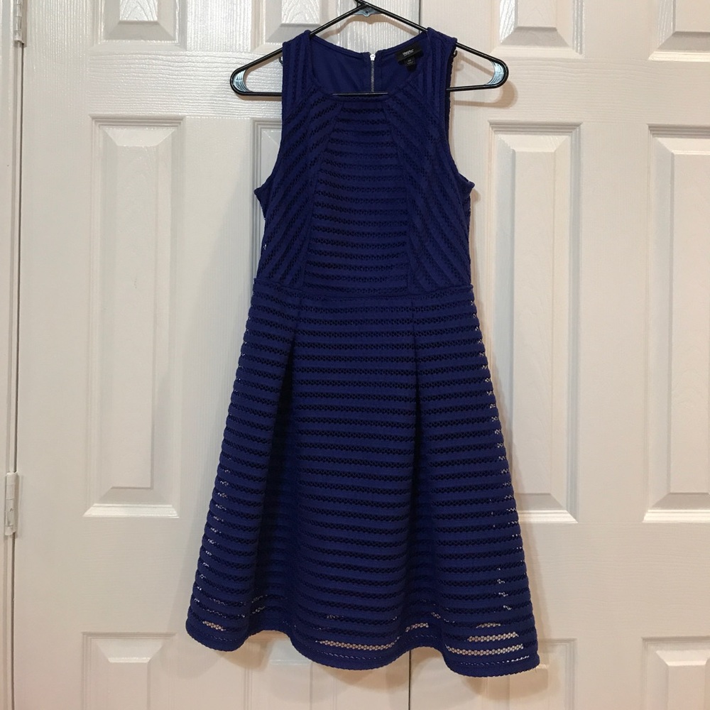 Blue lace skater dress