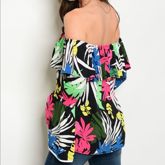 Paradise Prints Off Shoulder Top - Picture 2 of 2