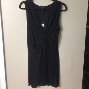 BCBGMAXAZRIA Knit Draped-Front Black Dress