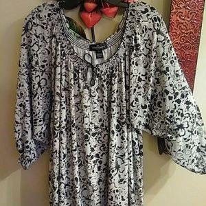 Karen Brooks black & beige polyester top 3x
