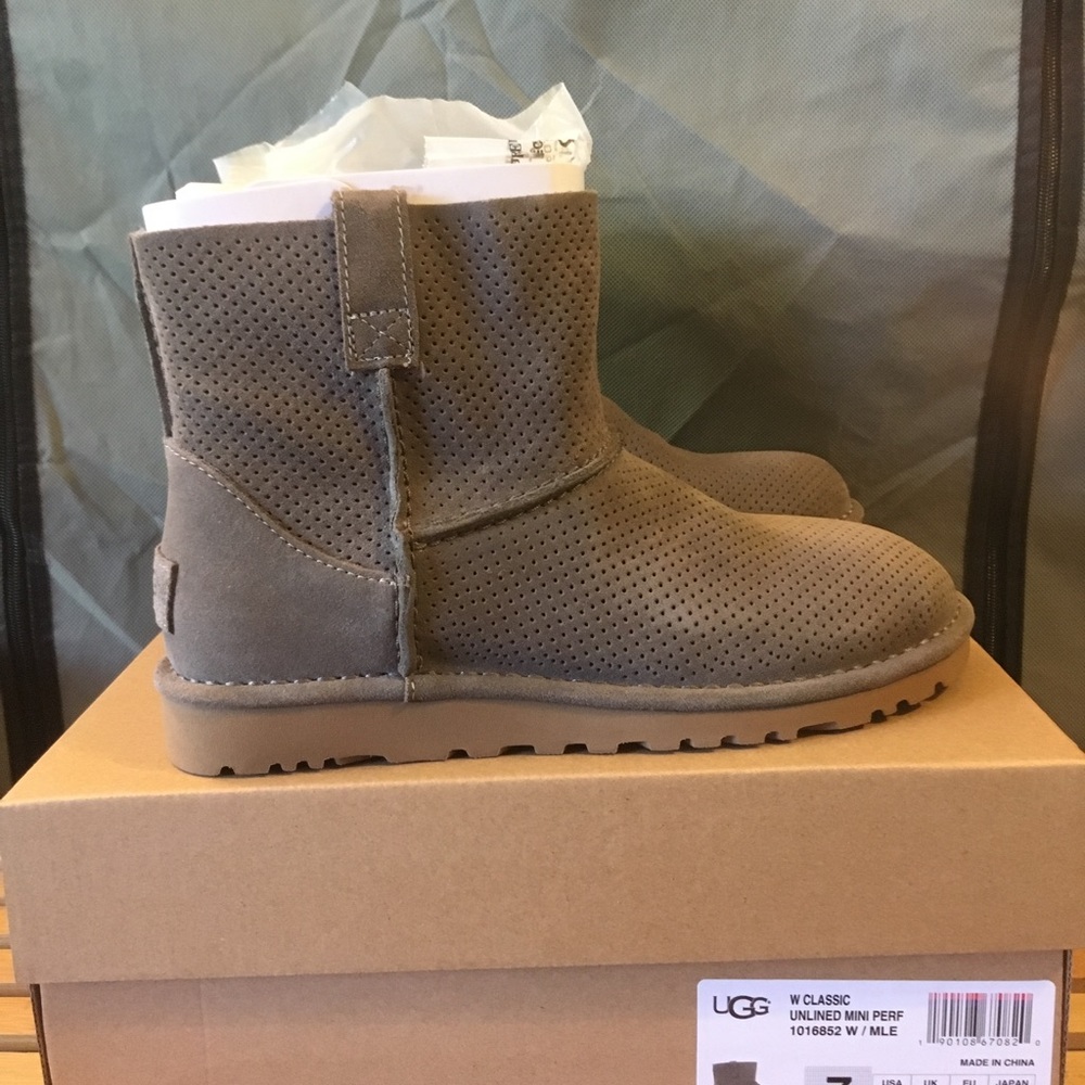UGG® Classic Unlined Mini Perforated Suede Booties