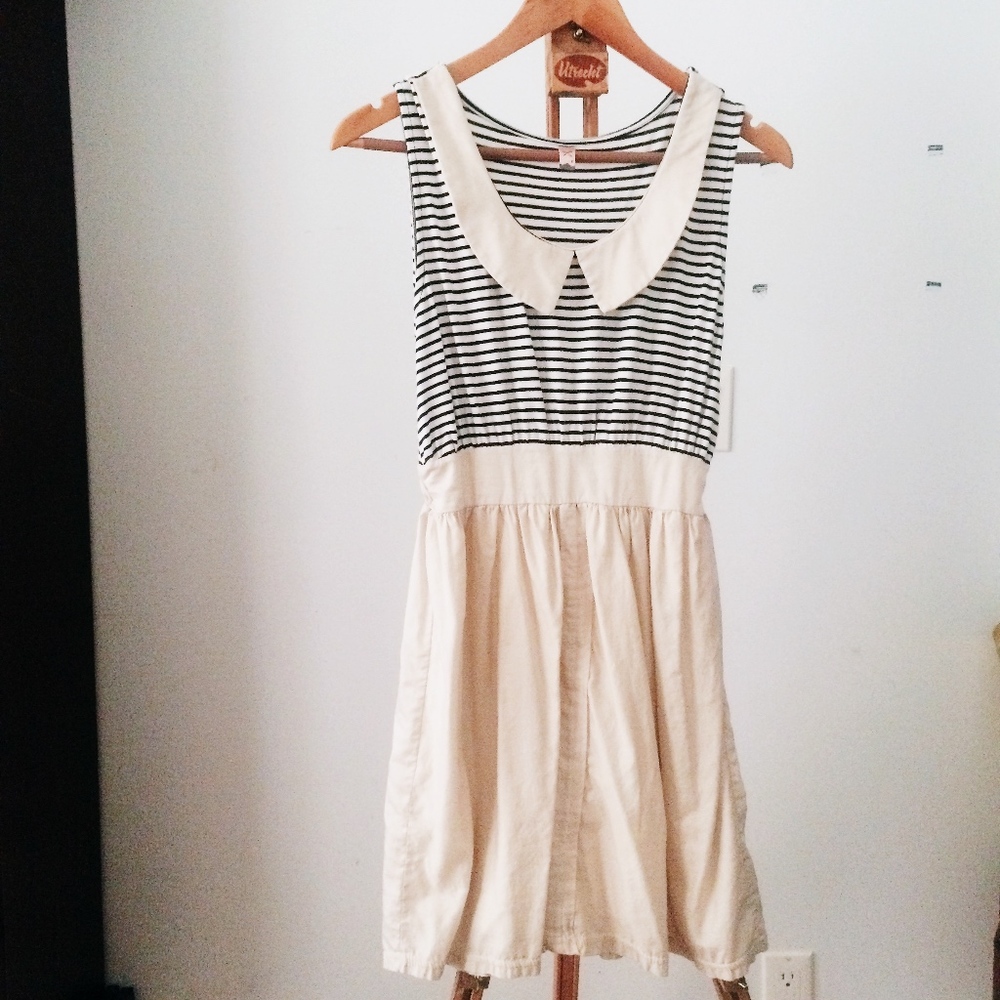 Peter Pan Collar Stripe Dress S