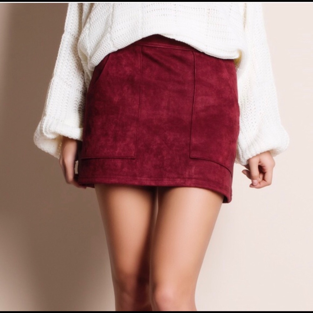 Burgundy Suede Skirt