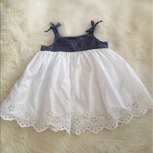 Baby Gap White & Denim Eyelet Dress 3-6 months