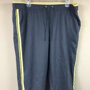 Made for life grey, yellow, and white capris.