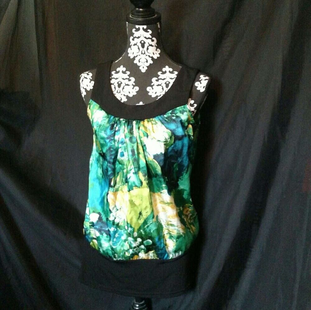 Iz Beyer Satin-like Watercolor Tank Blouse