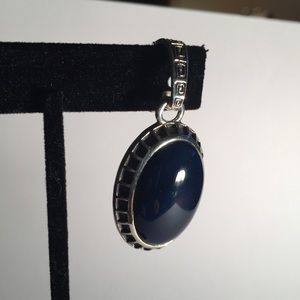 Barse Blue Agate and Sterling Silver Pendant