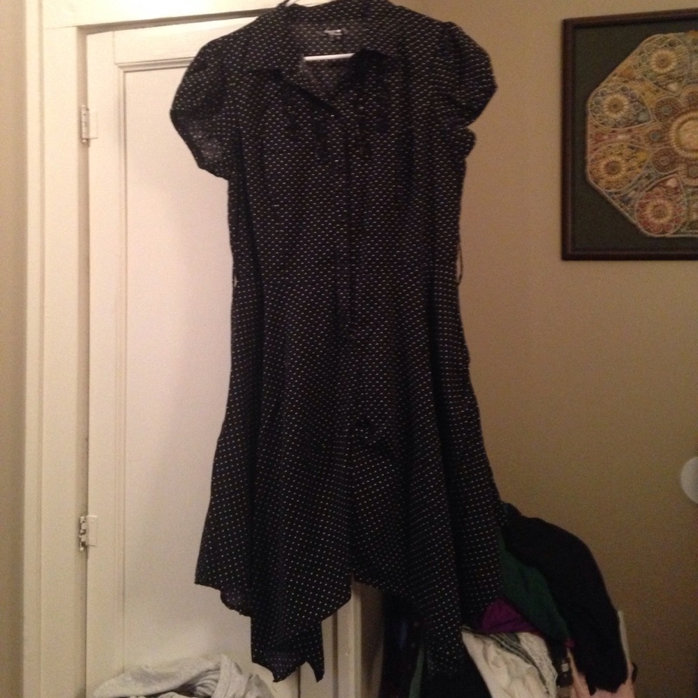 Black with tiny white polka dots dress