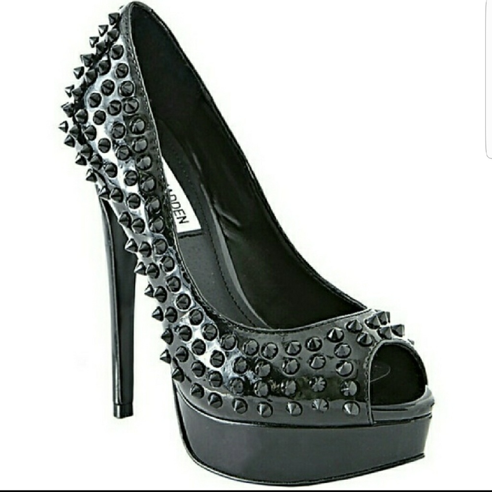 Steve Madden Spike Glitter Black Heels