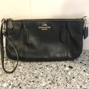 Black leather Coach Wristlet