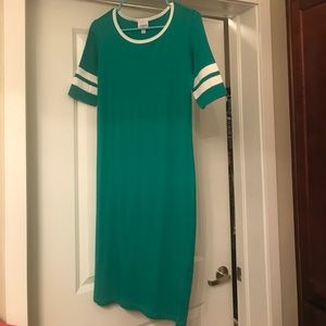 LuLaRoe Julia Dress Green Stripe NWOT
