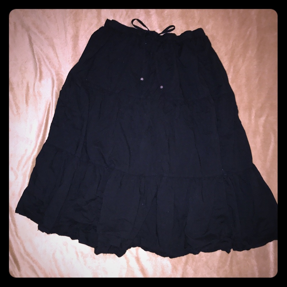 Black ankle length flowy A line skirt
