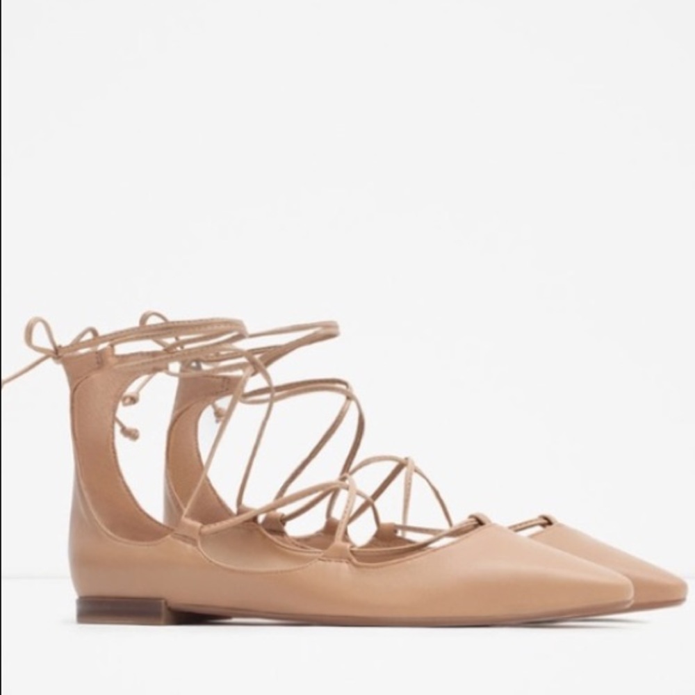 New Zara Nude wrap flats